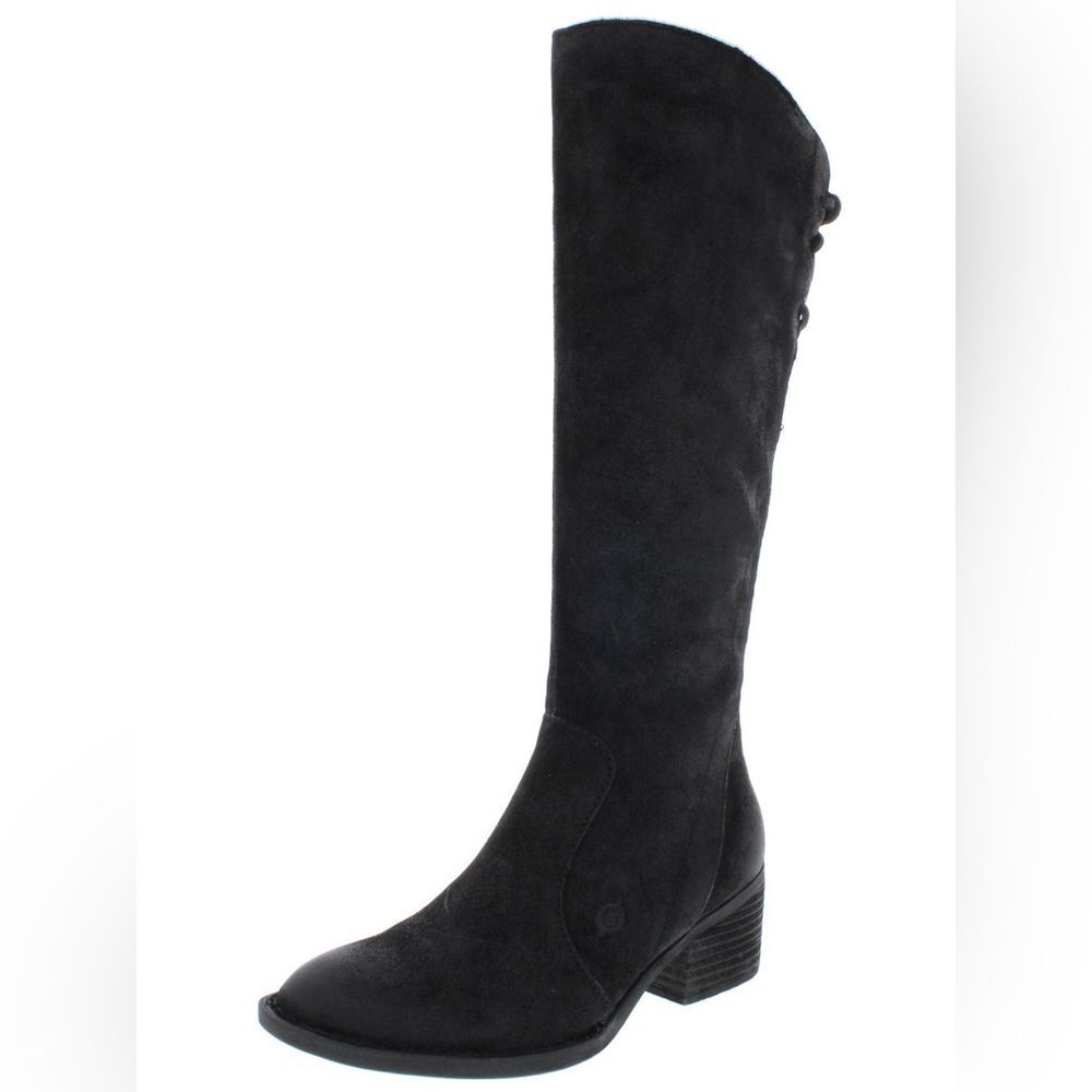 Born Suede Knee Hight Boots Leather Riding Tall Black Size 8